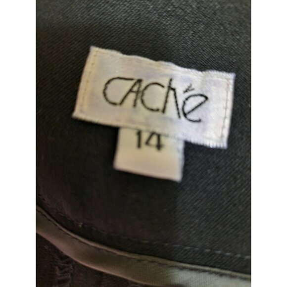 Vintage 90s Y2K Cache Mid Rise Bootcut Black Dress Pants Size L Stretch - Picture 10 of 11